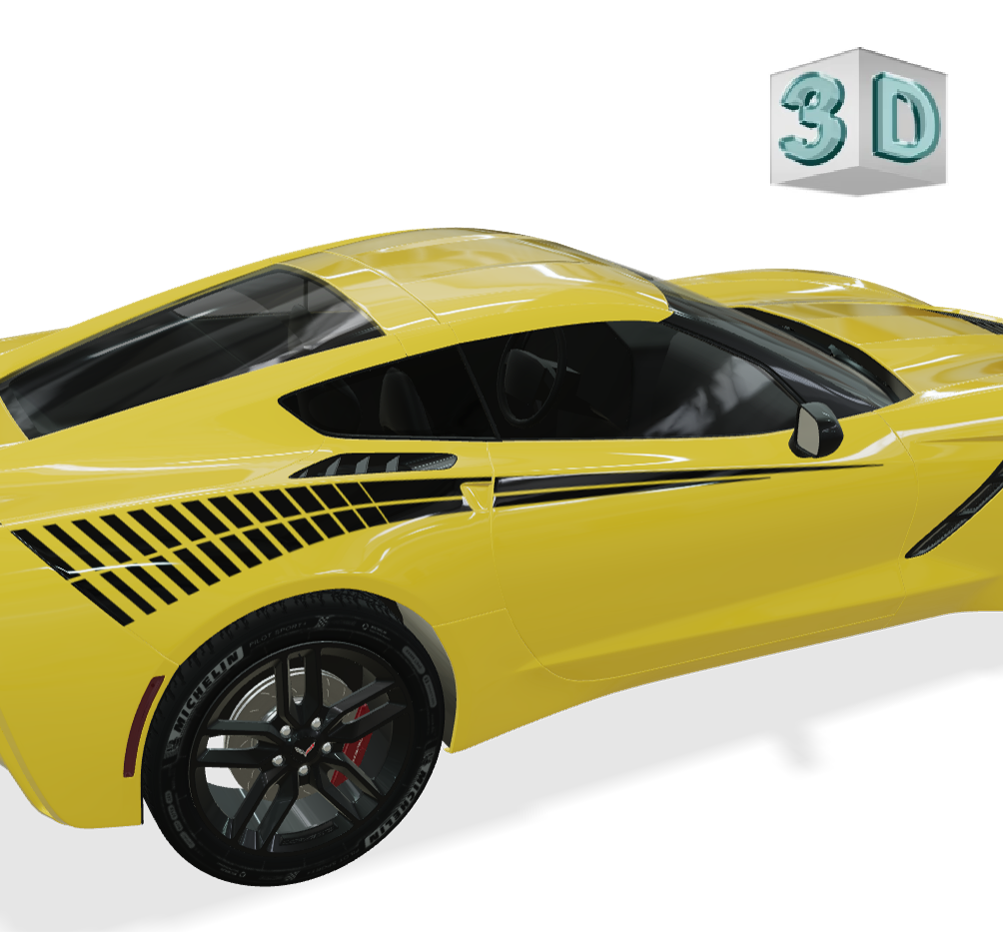 STROBE STRIPES design stickers for Corvette C7 (from 2014)