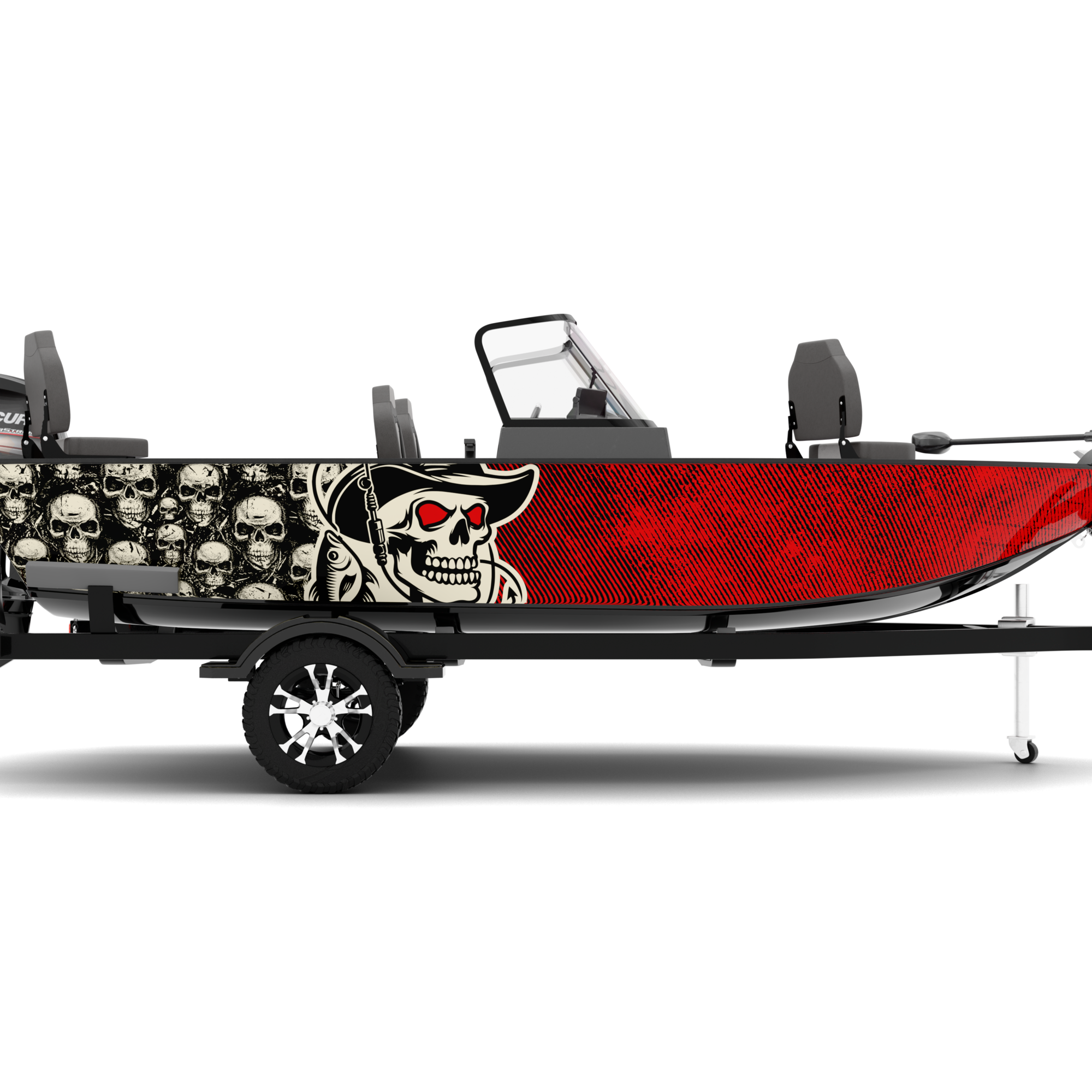 SKULLY design stickers for Fishing Boat (4-6 m)
