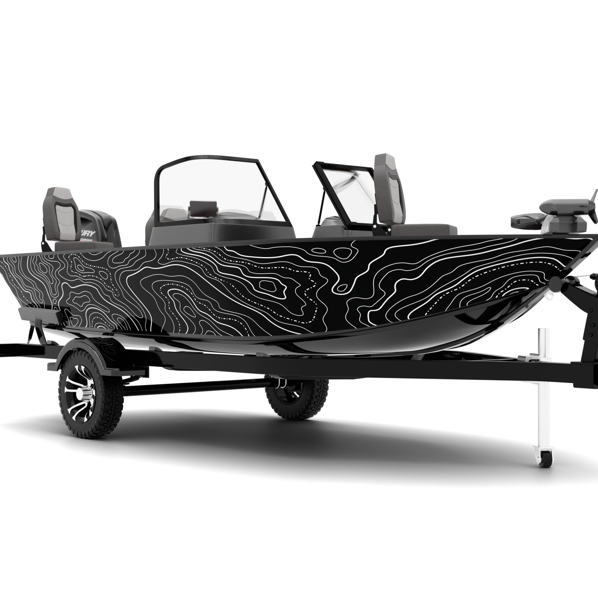 TOPOGRAPHIC design stickers for Fishing Boat (4-6 m)